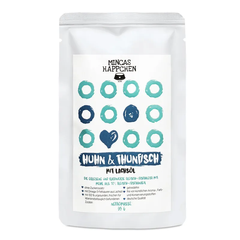 Sparpaket 24 x 95 g Mincas Häppchen Huhn & Thunfisch Katzen Nassfutter Nur Für Kurze Zeit